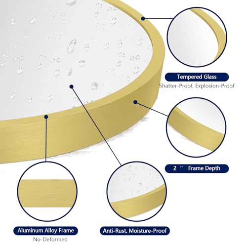 Image of Arched Wall Mirror 20 inchx16 inch Arch Mirror Aluminum Alloy Frame Bathroom Mirror for Vanity Living Room, Bedroom, Entryway Large
