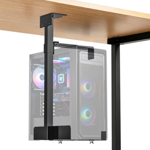 Soporte para PC bajo escritorio, capacidad hasta 77 lb, montaje en pared, altura ajustable 3.9–18.5", ancho ajustable 5.1–8.5", soporte para torre de computadora miniatura 1