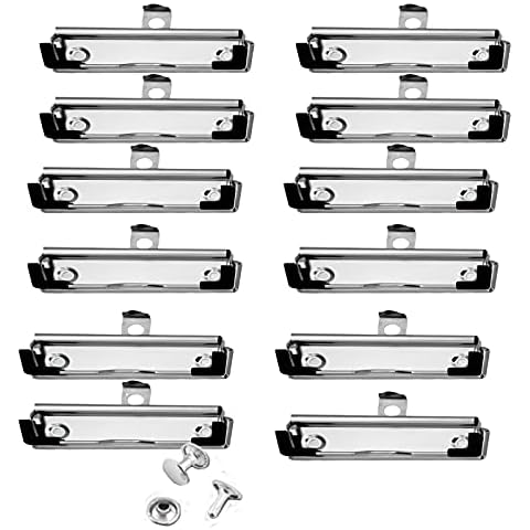 Pack of 12 clips for clipboard, clamping mechanism, clipboard folder, for clipboard, folder, hardboard Cover