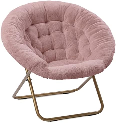 Milliard Cozy Chair/Faux Fur Saucer Chair for Bedroom/X-Large (Pink)