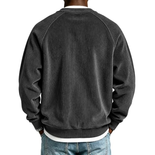 faweinjia Men's Corduroy Shirt 2 in 1 Faux Layered V Neck Shirt Fall Shirts - image 4