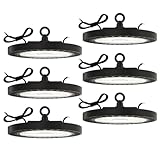 Sunco 6 Pack UFO LED High Bay Light, Lighting for Warehouse, 6000K Daylight Deluxe, 150W, 21000 LM, 100-277V, Dimmable 0-10V, IP65 Waterproof, Super Bright, UL