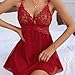 TANGNADE Women Lingerie Lace Babydoll Strap Chemise Halter V Neck Sleepwear Dress Wedding Lingerie for Bride Sexy Lingerie For Women Red M