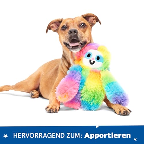 BARK Good Vibes Gary Rainbow Sloth Plush Dog Toy, Multi-Coloured