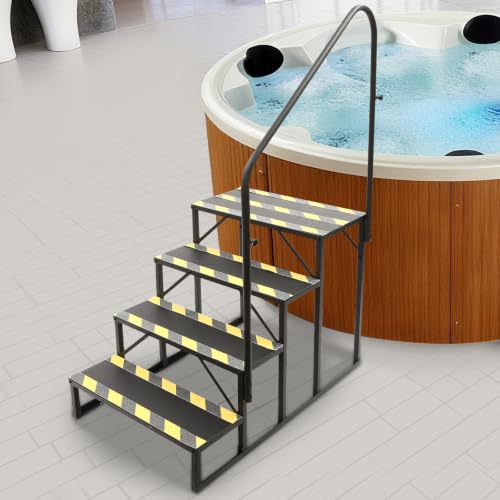Escalera de 4 peldaños con barandilla 450 lb acero portátil miniatura 7