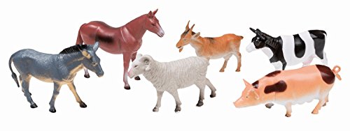 Idena 4329902 - Spielfigurenset mit 6 Farmtieren, aus Kunststoff, jeweils ca. 15 cm groß, Spielspaß für die Badewanne, den Sandkasten, im Kindergarten und Kinderzimmer