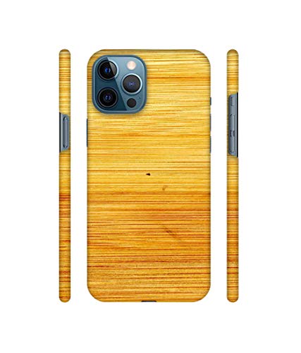 Image of Amazon Brand - Solimo Designer Yellow Brush Texture 3D Printed Hard Back Case Mobile Cover for Apple iPhone 12 Pro Max