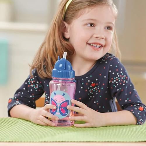 Image of Skip Hop Toddler Sippy Cup with Straw, Zoo Straw Bottle with Tritan Renew, 12 oz. Butterfly