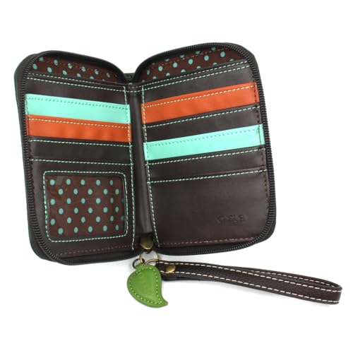 Image of CHALA Zip Around Wallet, Wristlet, 8 Credit Card Slots, Sturdy Pu Leather - Avocado - dark green