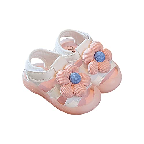 Baby Girls Flower Open Toe Sandals Toddler Soft Soled Sandals Toddler Lightweight Comfortable Shoes (White, 7 Infant)