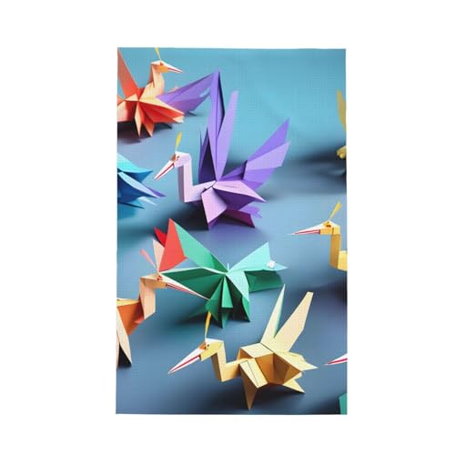 Origami - Toallas de cocina multicolor con estampado de grullas de papel, para secar platos, limpiar encimeras y mucho más