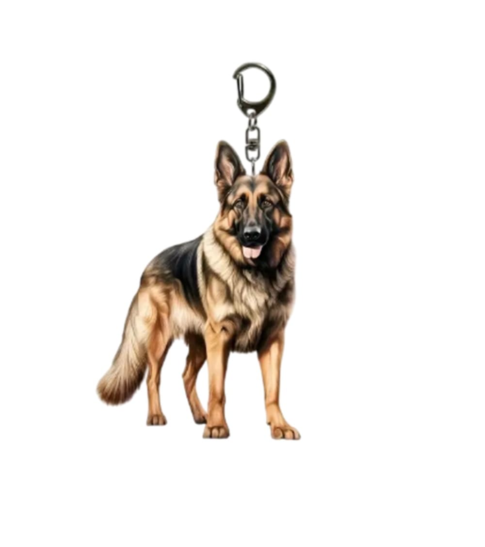 CMJ™ Flat Acrylic German Shepherd Keyring Gift for Dog Lovers Breed Keychain