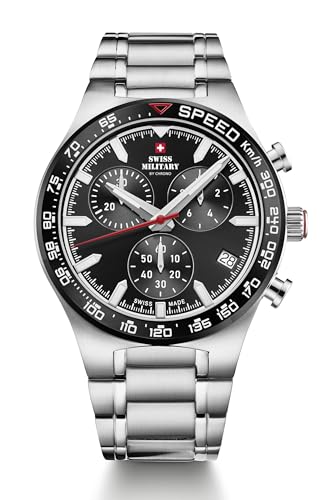 Swiss Military SM34115.01 montre homme quartz luxe acier inoxydable argenté