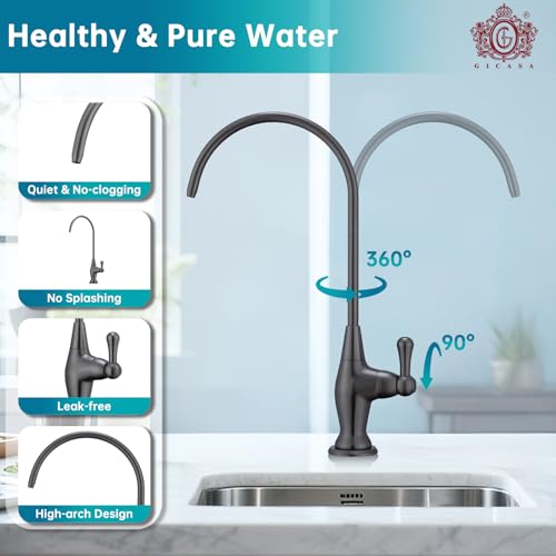 Image of Stainless Steel Sink Drinking Water Faucet, Sink Water Filter System, Suitable for Most Reverse Osmosis or Water Filtration Systems, Stainless Steel Reverse Osmosis Faucet for Kitchen Bar, Grey