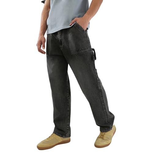 Image of Urbano Fashion Men's Loose Baggy Fit Cargo Carpenter Jeans with 6 Pockets Non-Stretchable