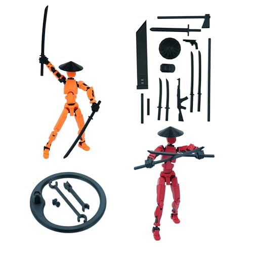 Image of Dummy 13 Action Figure Robot | Fully Articulated 3D Printed Robot Toy | 5.4-inch Collectible Figurine | Matte Finish | Unassembeled | Combo of 2 (Red-Black+Orange-Black)