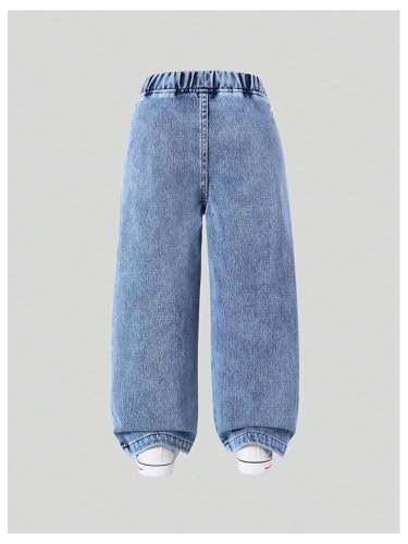 WDIRARA Toddler Girl's Star Pattern Jeans Elastic Waist Straight Leg Denim Pants2