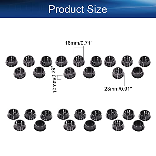 Image of Heyiarbeit 30pcs Hole Plugs 3 /4 inch / 19mm Nylon Plastic Round Snap in Type Locking Hole Tube Furniture Fencing Post Pipe Insert End Caps Black Tone