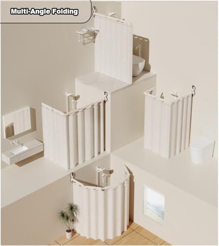 Tringle à rideau de douche pliable réglable avec ventouses