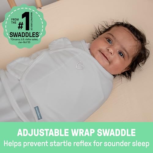 Image of SwaddleMe by Ingenuity All Season Baby Swaddle, 2 Quick Flip Layers to Change from 1.0 to 2.5 TOG, Size 0-3 Months, 7-14 Pounds - Dream Waves