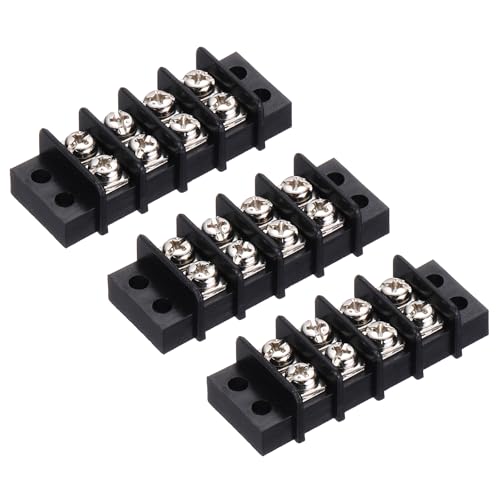 QUARKZMAN Morsetto A Doppia riga 300V 20A 4P Terminali A Barriera Con Viti PA66 Per Connessione Fili, 55mm x 21mm x 13mm, Confezione Da 3 Pezzi