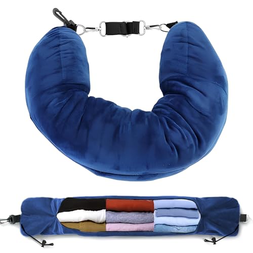 Riceel Oreiller de Voyage a Remplir de Vetement, 80 x 18.5 cm Oreiller De Voyage Rembourré Coussin de Voyage Avion Portable Multifonction sans Remplissage