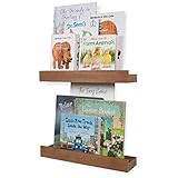 Rustic State Wood Floating Wall Ledge Shelf Walnut Finish 17 Inches Set of 2