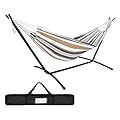Double Hammock Two Person Adjustable Hammock Bed with Space Saving Steel Stand Includes Portable Carrying Case, Easy Set Up