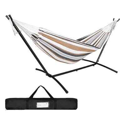 Double Hammock Two Person Adjustable Hammock Bed with Space Saving Steel Stand Includes Portable Carrying Case, Easy Set Up
