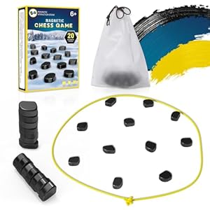 Magnetic Chess Game,Magnet Game, Magnet Board Game with String for Kids and Adults, Magnetic Chess Game with 20 Stones, Puzzle Strategy Games for Kids and Adults