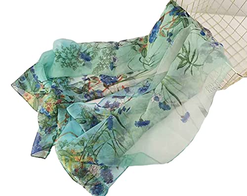 Image of Pokeedioty Scarfs for Women Lightweight Scarves Elegant Floral Pattern Sheer Scarfs Shawls Wraps