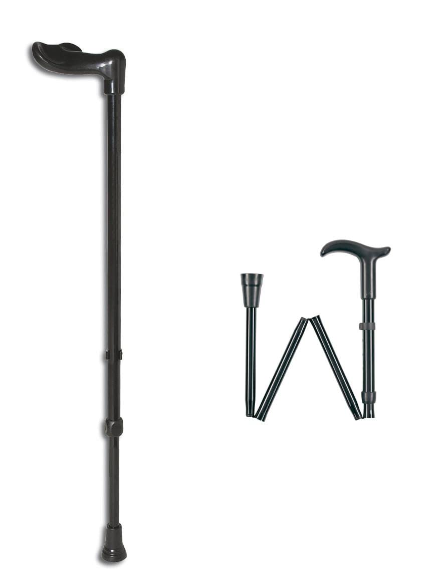 FabaCare Gehstock Fischergriff anatomisch, faltbar, Gehstütze mit anatomischem Griff, höhenverstellbar, extra leicht, bis 100 kg