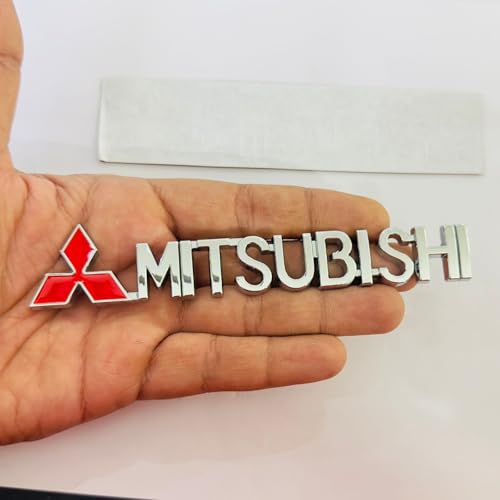 Image of Emblems for Car & Bike Metal Lo.go and Grill Me.tal Lo.go, Auto Accessories for Car Emblem 3D Badge Auto Racing Sport Sticker Grand Tourer Decal. (Silver Mitsubishi Logo)