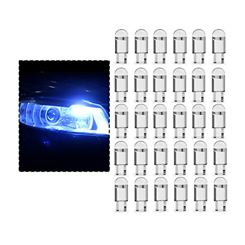 CGEAMDY 30 Pièces T10 LED Ampoules De Voiture, W5W Ampoule LED 194168 Ampoules, Pour Intérieur De Voiture Lumière, Lampes De Lecture,Dôme, Plaque...
