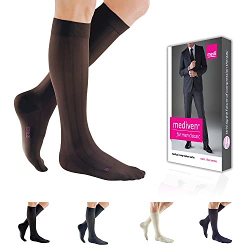 Image of Mediven Men's Classic Knee High 15-20 mmHg Compression Dress Socks | Classic men's knee high socks with dress-sock comfort for work, travel, daily wear, and light support.
