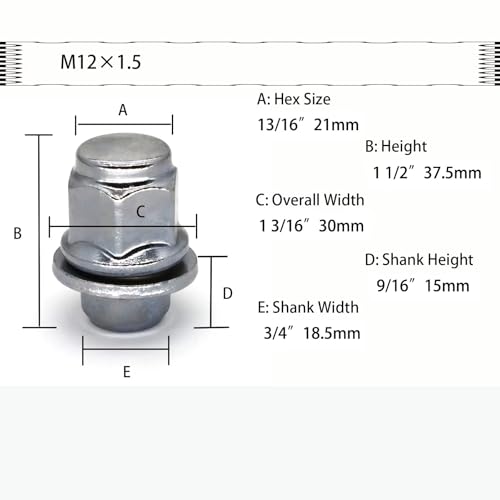 Tuercas de rueda M12x1.5 para coche de acero resistente juego de 4 piezas 4
