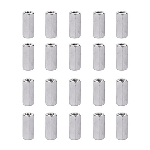 SyiXute 20 Pcs Long Rod Nut,M6 Hex Coupling Nut,Carbon Steel Long Hex Nut for Home Office Workshop Industrial Constructor and Multi Purpose Use (M6*10 * 20mm)