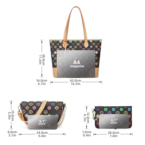 Image of Women Fashion Synthetic Leather Handbags Tote Bag Shoulder Bag Top Handle Satchel Purse Set