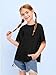 Girls Fashion Raw Hem Oversized T Shirts Summer Short Sleeve Tops Tees Shirt 5-14 Years (US, Age, 13 Years, 14 Years, Black)
