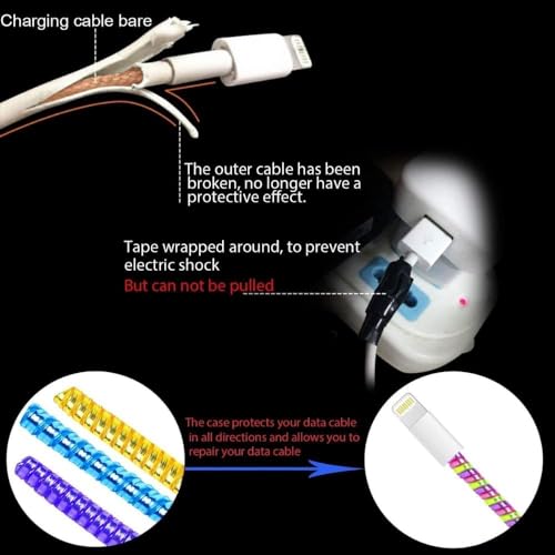 Image of J'TTON Spiral Metallic Color (2 Pcs) 1.4 Meters Each-Full Size Cord Charger Protector Winder for iPhone & Android USB Charging Cable, Earphones, Lightning (Red)