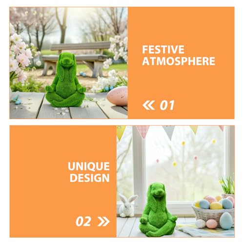 Lapin méditant floqué vert : l'accessoire déco de printemps idéal
