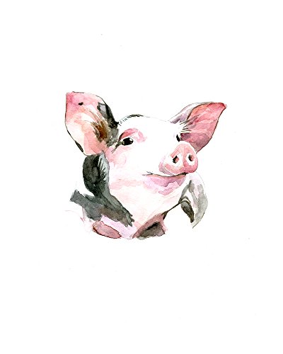 Atozstudio A22 Farm Animal Prints - Set Of 4. Nursery Wall Art Decor Posters - Baby Animals Pig Cow Goat Sheep - Colorful Watercolor Painting (8X10) #TOP2