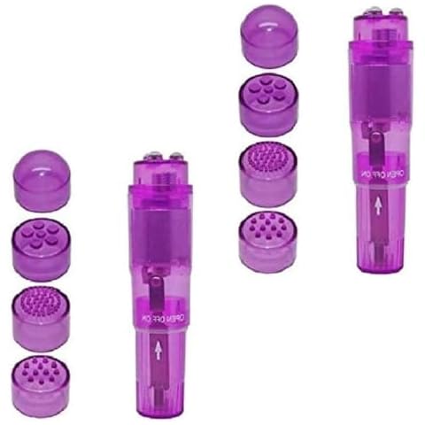 Finever Mini Massager Handheld Pen with 4 Heads for Face Neck Head Back (2PC Purple) Cover