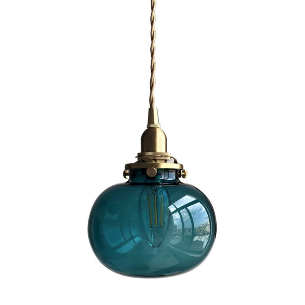 Chandelier, Single Head, Stained Glass Lampshade, Ceiling Pendant Lamp, Height Adjustable, Hanging Light for Restaurant and Bar Balcony Decoration,