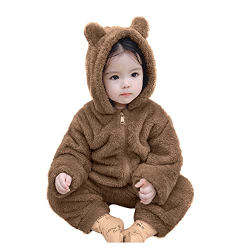 Baby Fluff𝐲 Jumpsuit Infant Boy Girl Furry Fleece Bear Snowsuit Newborn Winter Cute Toddler Puffer Jacket for Snow