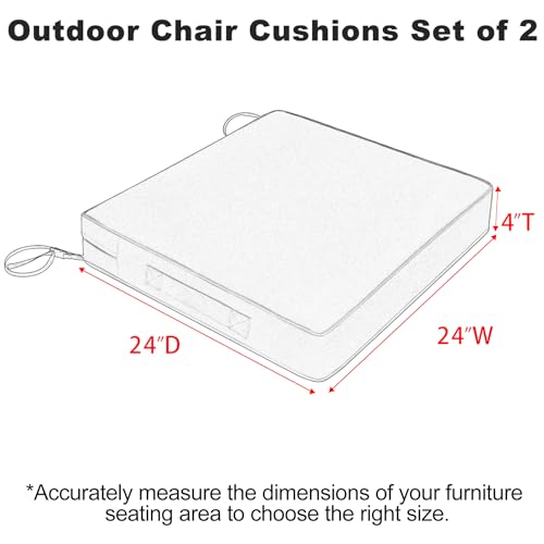 image for Favoyard Patio Chair Cushions 24 x 24 x 4 Inch Waterproof Outdoor Seat