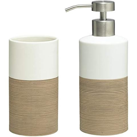 Set de Vaso y Dispensador de Jabón Sealskin Doppio, Porcelana, Arena Cover