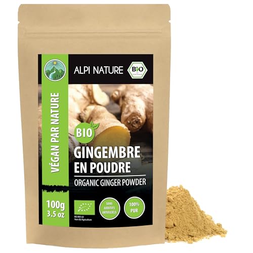 Alpi Nature Gingembre en Poudre BIO 100g, Racine de Gingembre Séchée et Moulue pour la Cuisine