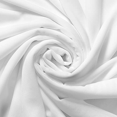 Power Mesh Stretch Nylon Spandex 100 GSM Sheer Lightweight Fabric by The Yard for Sewing Apparel, Crafts, Decor, & More (White, 1 Yard)