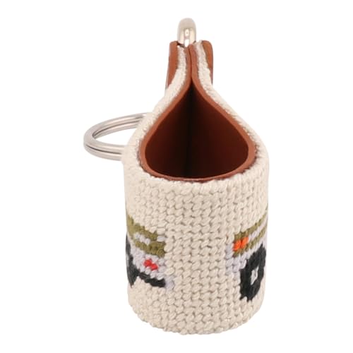 Image of Leather Hand-Stitched Needlepoint Key Fob or Key Chain